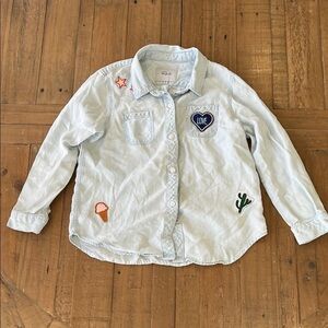 Little Rails Carter patchwork light chambray button up shirt 12 - runs small